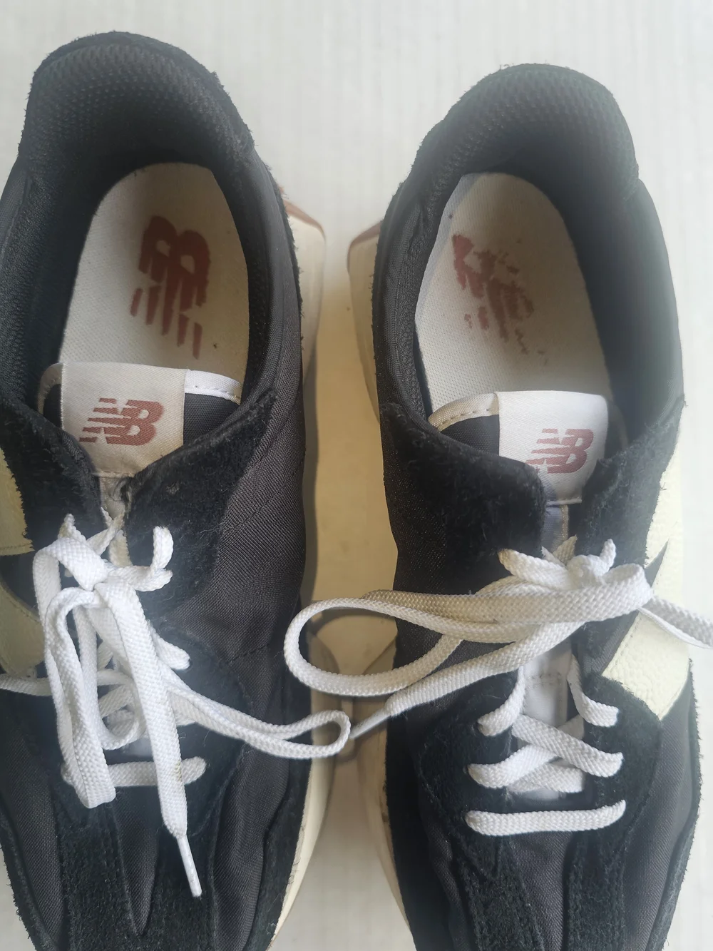 New Balance Black and Cream Retro Runner Sneakers